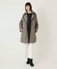 RBUAF01590 HIROKO BIS(ヒロコ ビス) 【先行予約】千鳥プリントテープアクセントダウンコート ブラック