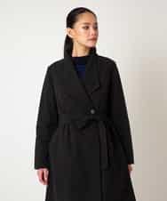 RBUAF40630 HIROKO BIS(ヒロコ ビス) ストレッチタフタ中綿入りロングコート ブラック