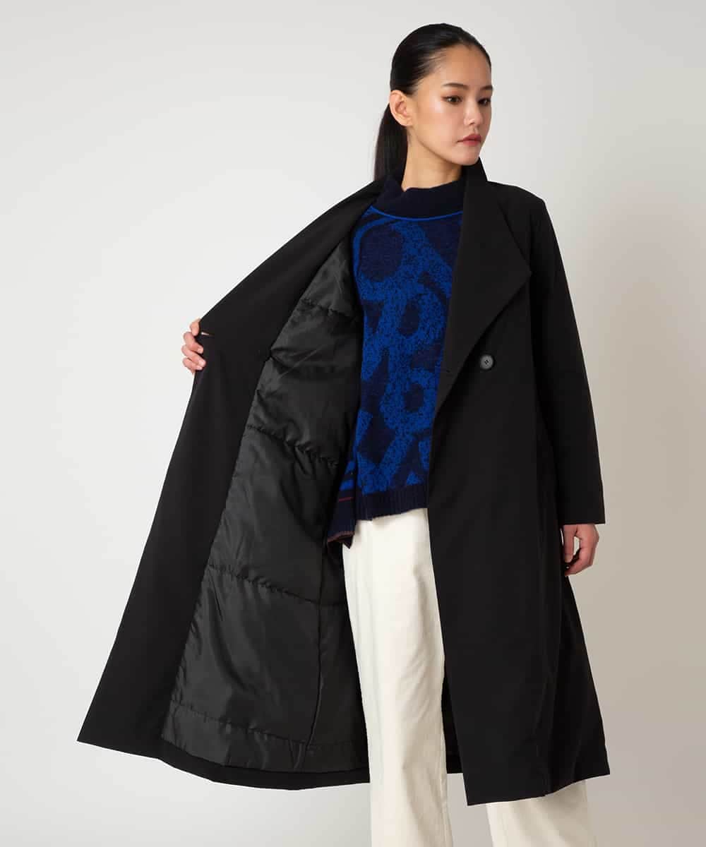 RBUAF40630 HIROKO BIS(ヒロコ ビス) ストレッチタフタ中綿入りロングコート ブラック