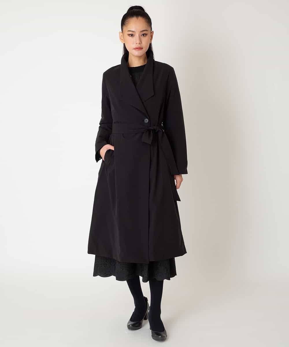 RBUAF40630 HIROKO BIS(ヒロコ ビス) ストレッチタフタ中綿入りロングコート ブラック