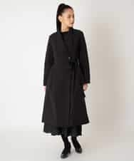 RBUAF40630 HIROKO BIS(ヒロコ ビス) ストレッチタフタ中綿入りロングコート ブラック