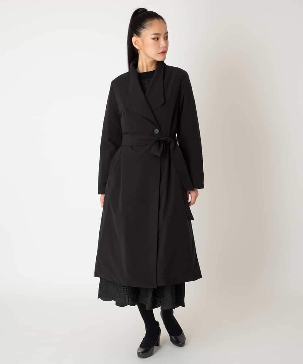 RBUAF40630 HIROKO BIS(ヒロコ ビス) ストレッチタフタ中綿入りロングコート ブラック