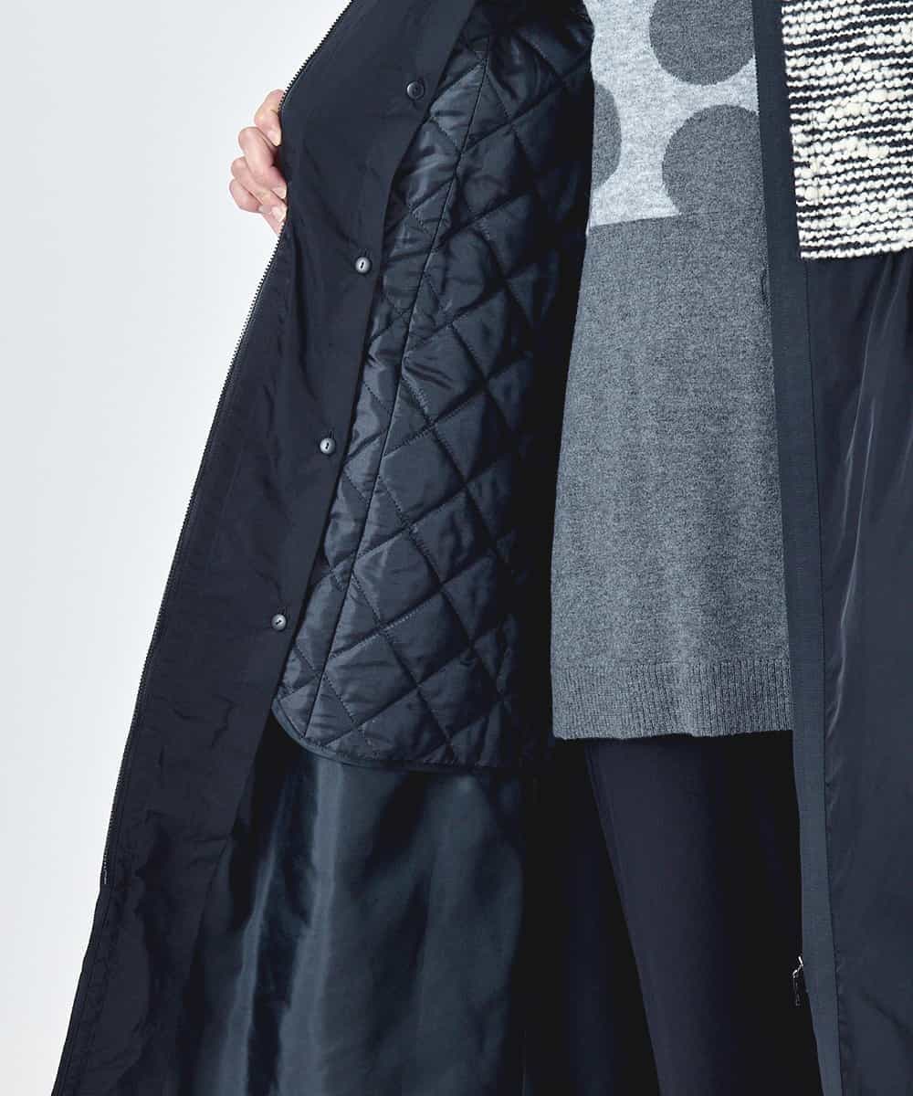 RBUAG50790 HIROKO BIS(ヒロコ ビス) 【先行予約/ライナー付き】ツイード×タフタドッキングデザインコート ブラック