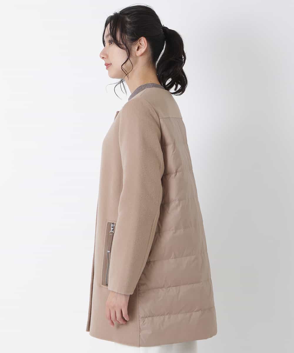 RBUAS01660 HIROKO BIS(ヒロコ ビス) ダウン切り替えノーカラーコート ベージュ