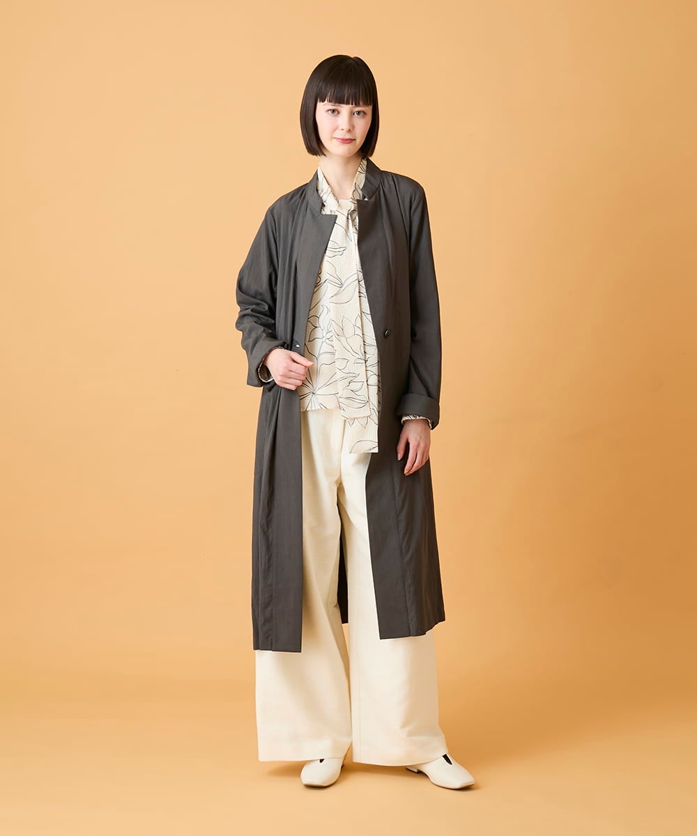 RBUED40450 HIROKO BIS(ヒロコ ビス) ドレープワッシャーロング丈コート /洗える ダークグレー