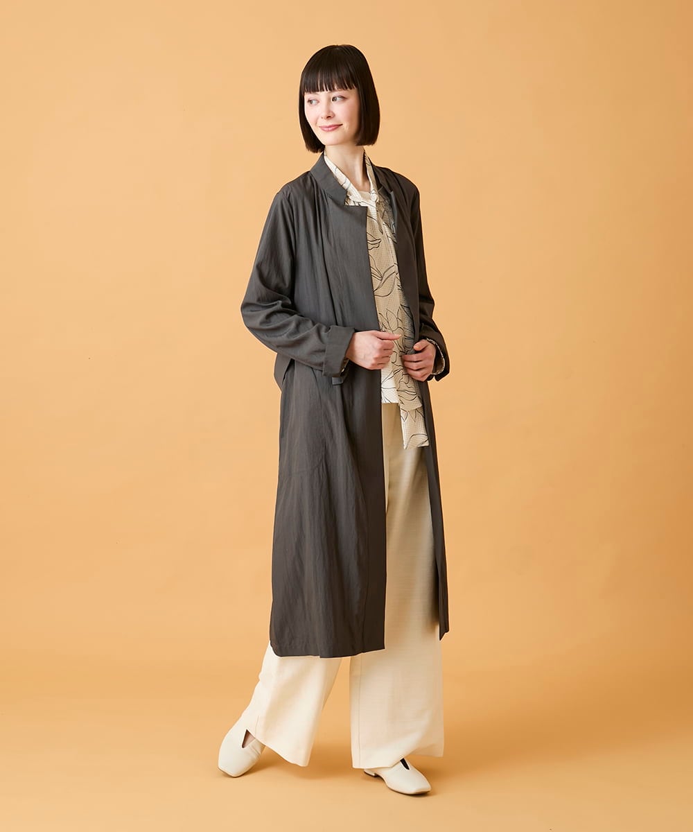 RBUED40450 HIROKO BIS(ヒロコ ビス) ドレープワッシャーロング丈コート /洗える ダークグレー