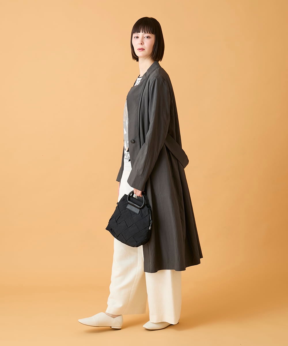 RBUED40450 HIROKO BIS(ヒロコ ビス) ドレープワッシャーロング丈コート /洗える ダークグレー