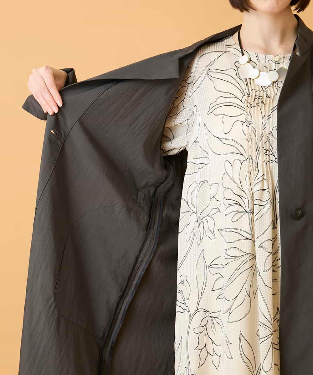 RBUED40450 HIROKO BIS(ヒロコ ビス) ドレープワッシャーロング丈コート ダークグレー