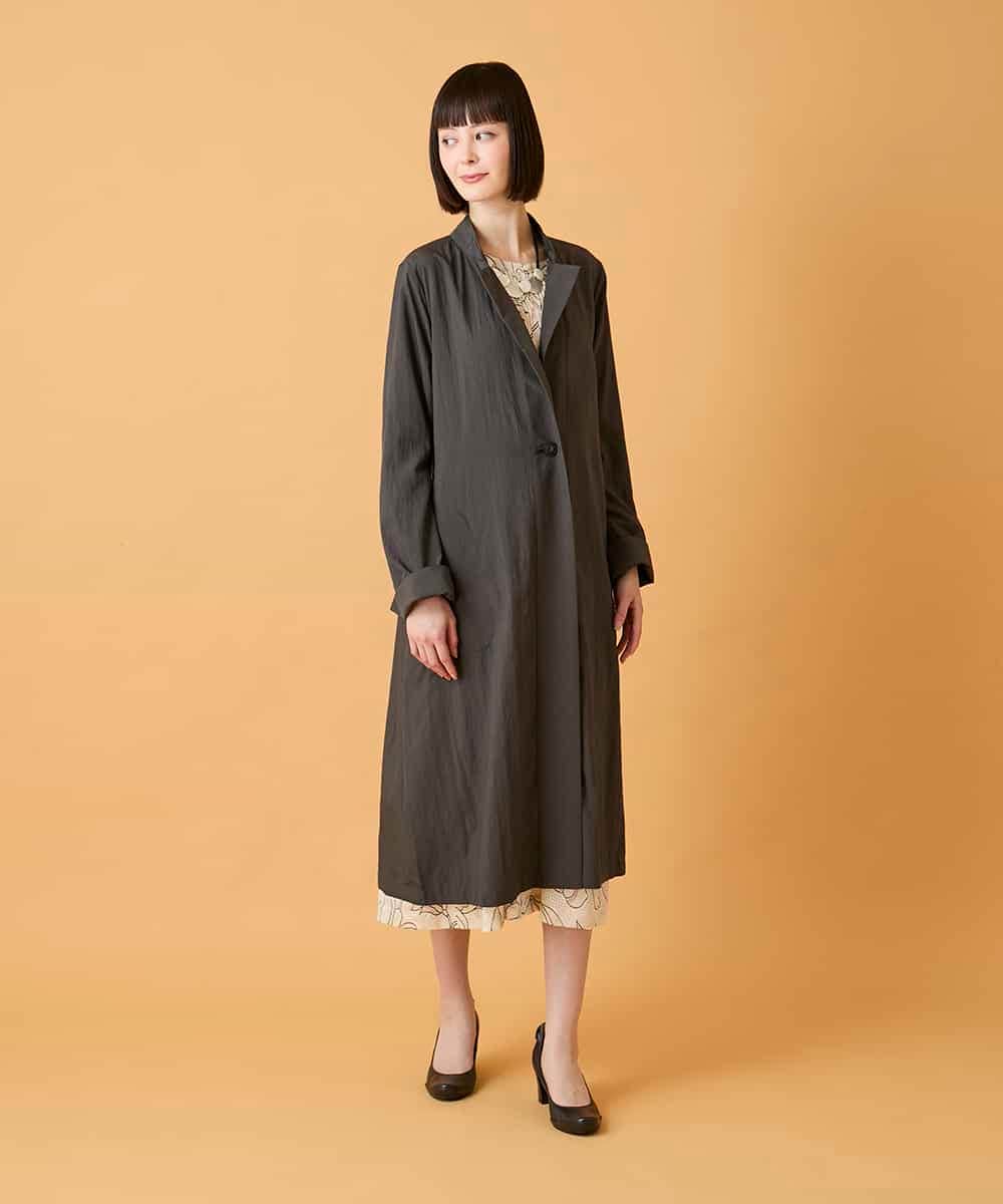 RBUED40450 HIROKO BIS(ヒロコ ビス) ドレープワッシャーロング丈コート ダークグレー