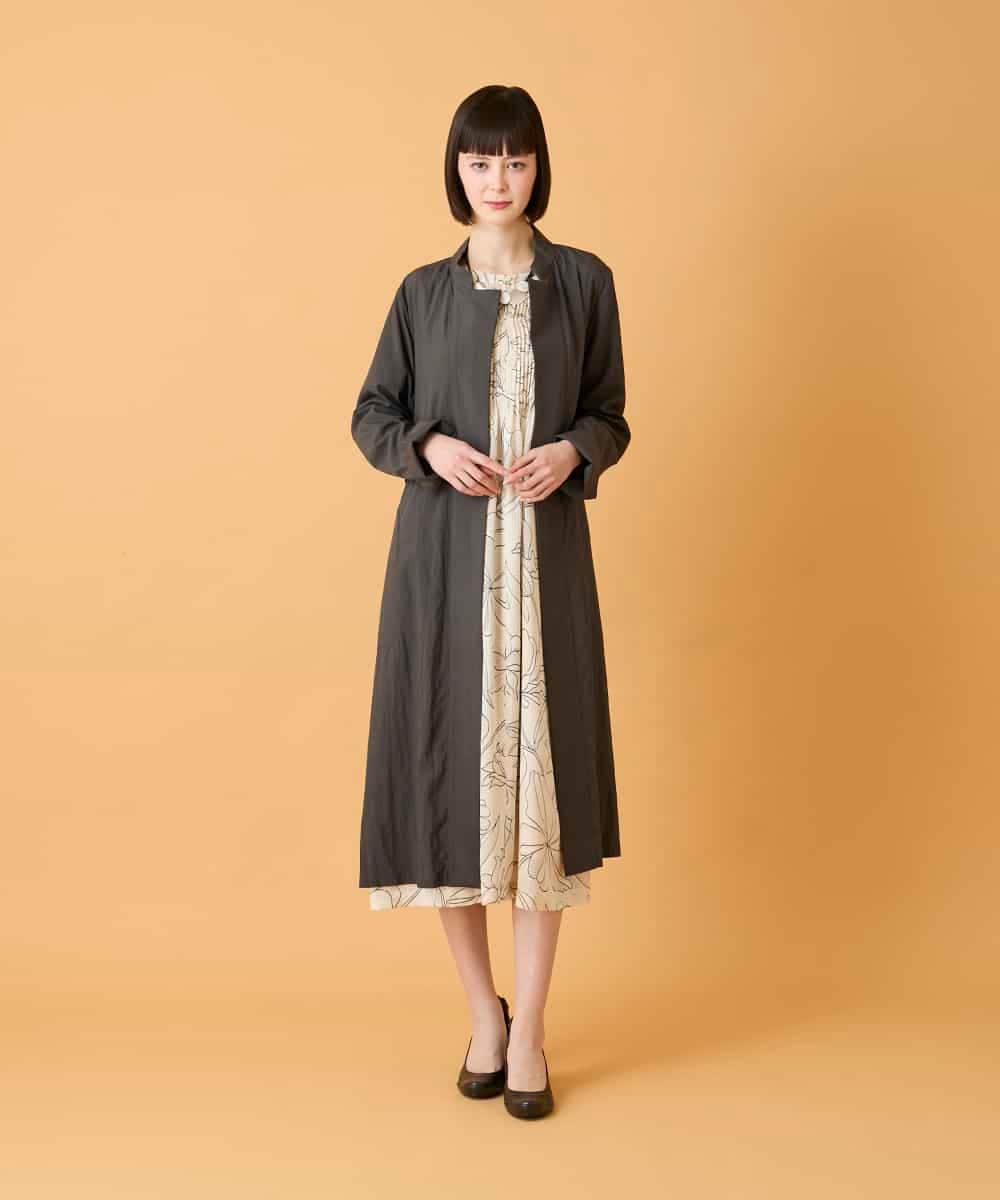 RBUED40450 HIROKO BIS(ヒロコ ビス) ドレープワッシャーロング丈コート ダークグレー