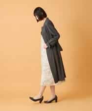 RBUED40450 HIROKO BIS(ヒロコ ビス) ドレープワッシャーロング丈コート ダークグレー