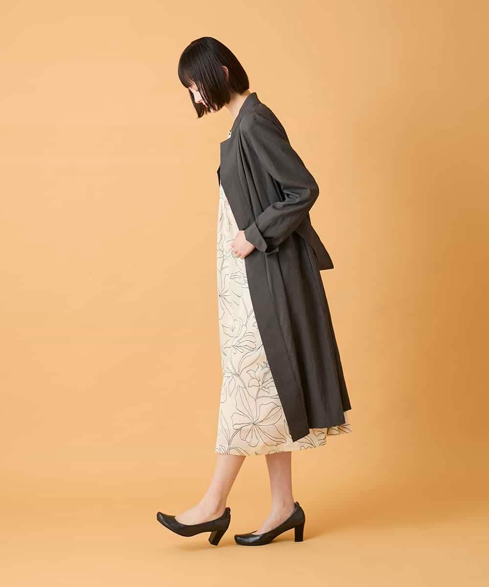 RBUED40450 HIROKO BIS(ヒロコ ビス) ドレープワッシャーロング丈コート ダークグレー