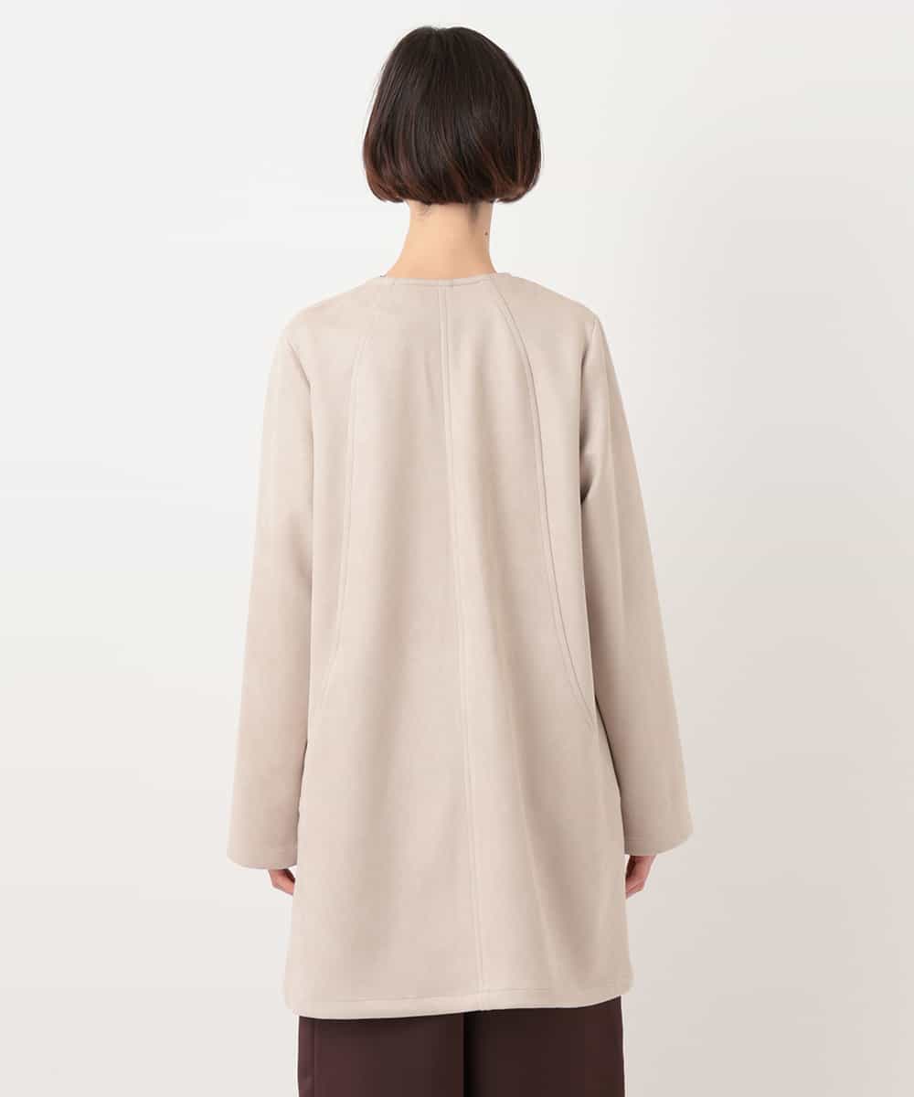 RBULT10430 HIROKO BIS(ヒロコ ビス) ノーカラーフェイクスエードコート ベージュ