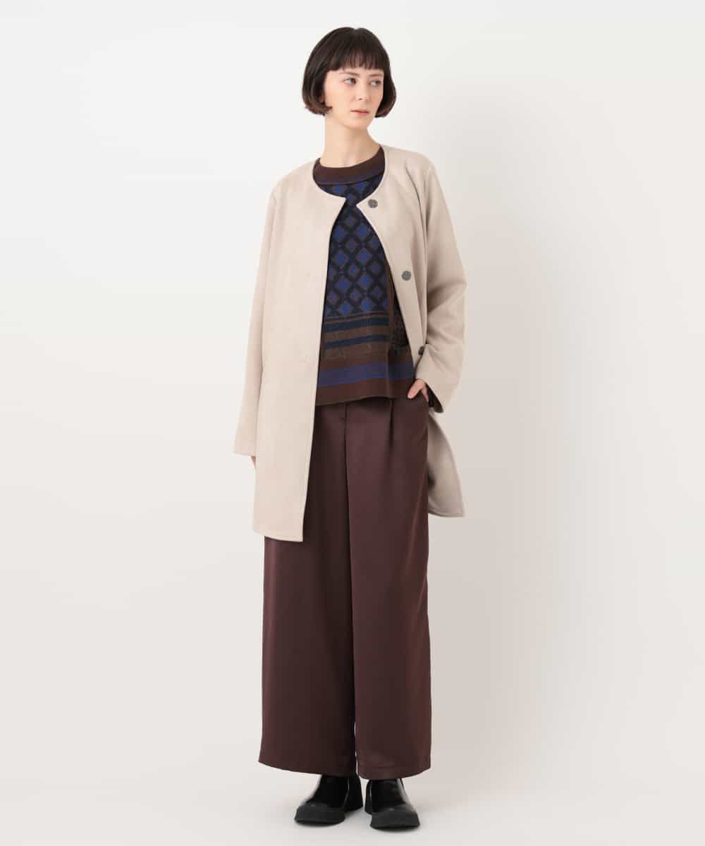 RBULT10430 HIROKO BIS(ヒロコ ビス) ノーカラーフェイクスエードコート ベージュ