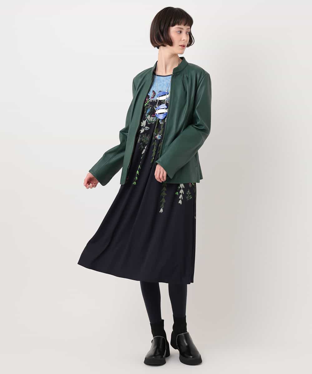 RBWLT01690 HIROKO BIS(ヒロコ ビス) ラムレザータックデザインジャケット アイボリー