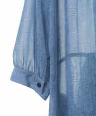 RCBGV07380 HIROKO BIS GRANDE(ヒロコ ビス グランデ) 【大きいサイズ】デニムプリントシフォンワンピース /洗濯機で洗える ブルー