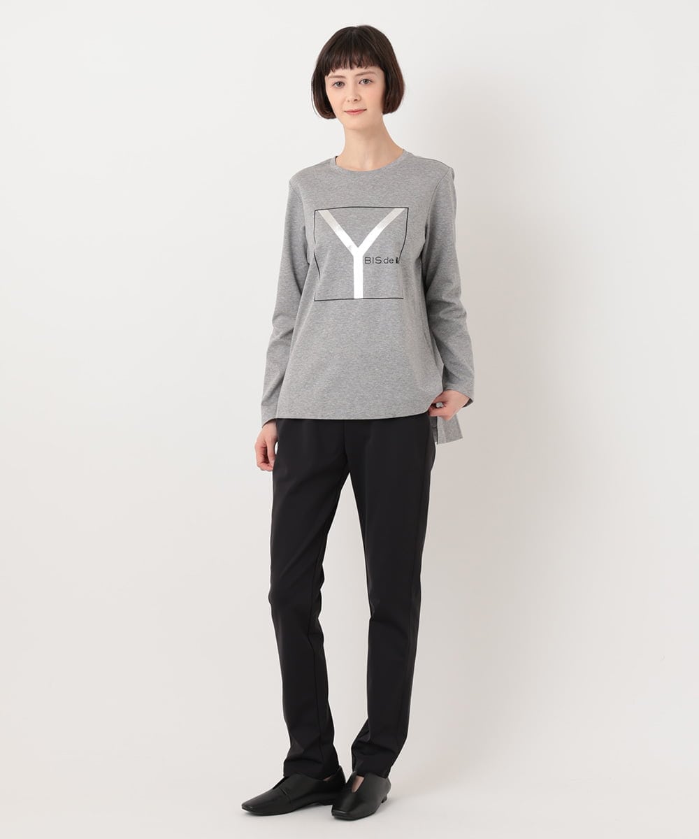 RCKLU20150 HIROKO BIS GRANDE(ヒロコ ビス グランデ) 【洗える】コットンポンチロゴTシャツ グレー