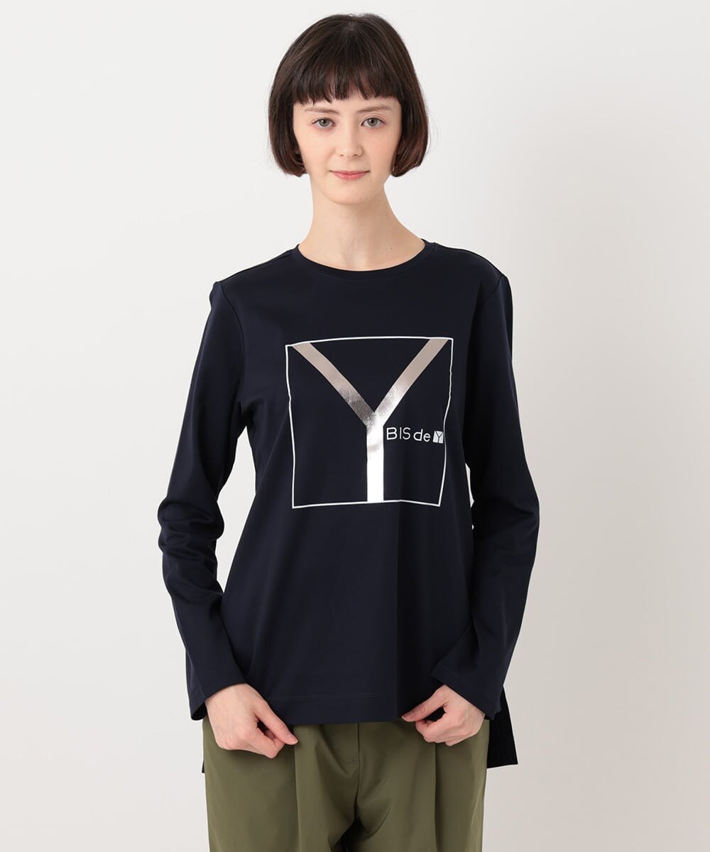 RCKLU20150 HIROKO BIS GRANDE(ヒロコ ビス グランデ) 【洗える】コットンポンチロゴTシャツ グレー