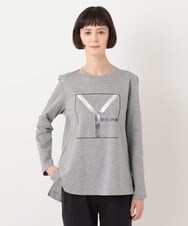 RCKLU20150 HIROKO BIS GRANDE(ヒロコ ビス グランデ) 【洗える】コットンポンチロゴTシャツ グレー