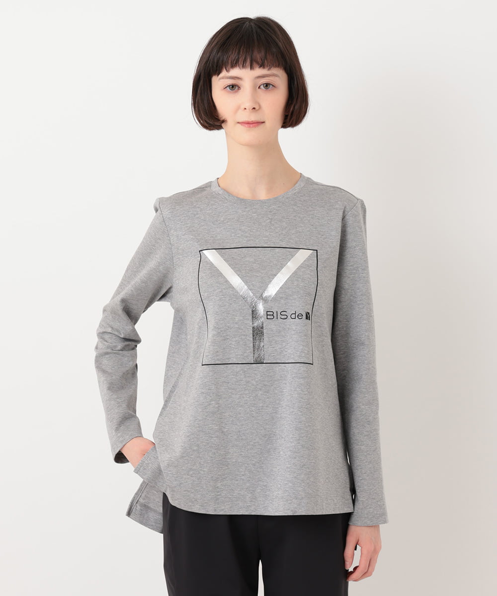 RCKLU20150 HIROKO BIS GRANDE(ヒロコ ビス グランデ) 【洗える】コットンポンチロゴTシャツ グレー