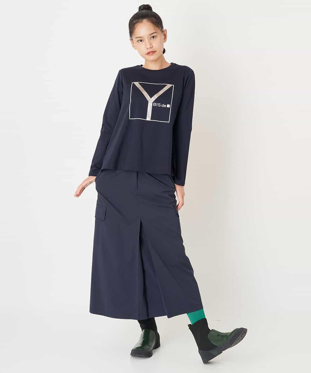 RCKLU20150 HIROKO BIS GRANDE(ヒロコ ビス グランデ) 【洗える】コットンポンチロゴTシャツ ネイビー