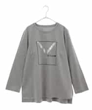 RCKLU20150 HIROKO BIS GRANDE(ヒロコ ビス グランデ) 【洗える】コットンポンチロゴTシャツ グレー
