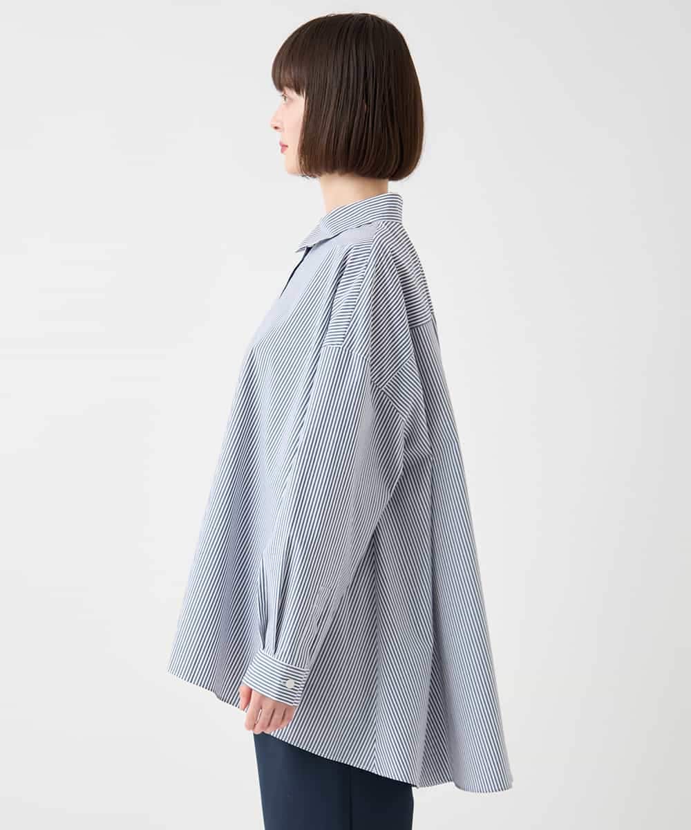 REBAA65250 HIROKO BIS(ヒロコ ビス) オーバーシルエットフレアシャツ /洗濯機で洗える ネイビー