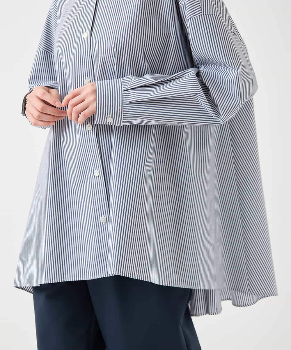 REBAA65250 HIROKO BIS(ヒロコ ビス) オーバーシルエットフレアシャツ /洗濯機で洗える ネイビー