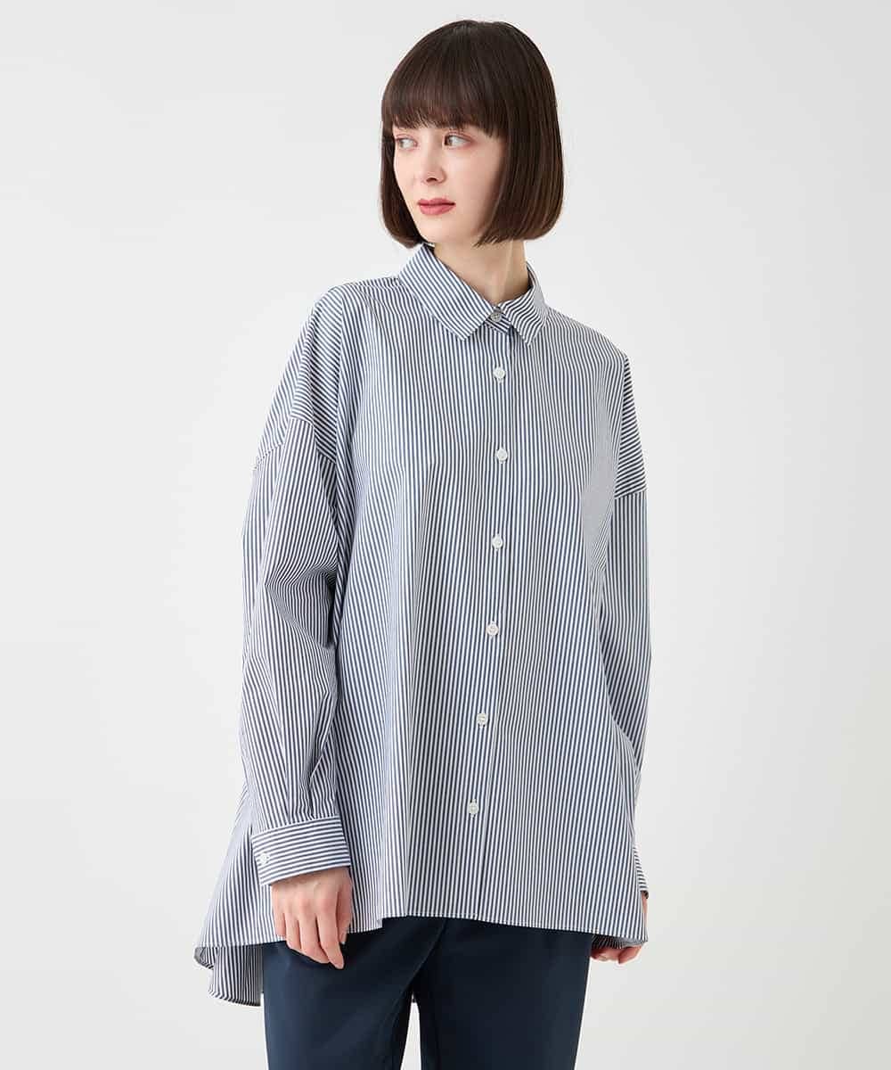 REBAA65250 HIROKO BIS(ヒロコ ビス) オーバーシルエットフレアシャツ /洗濯機で洗える ネイビー