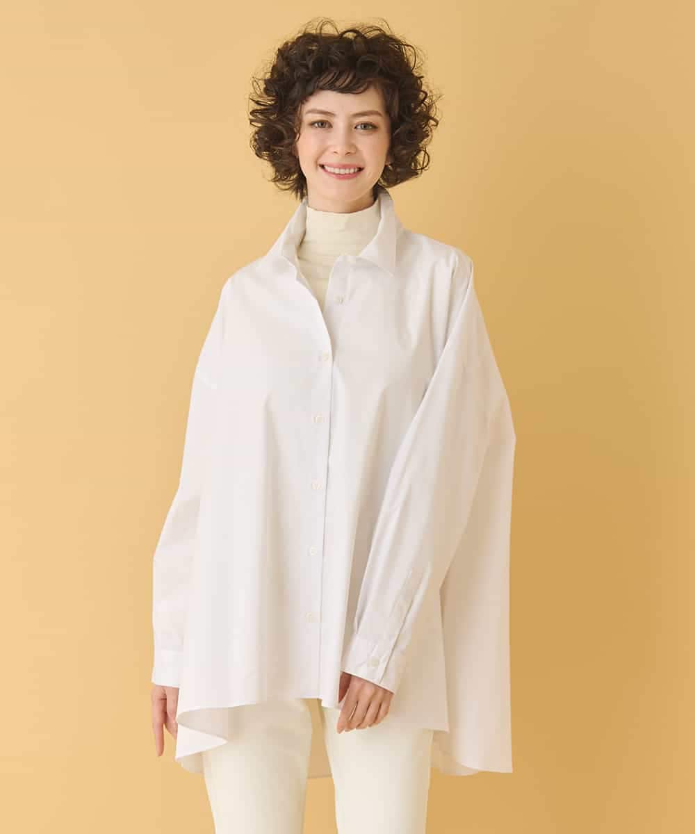 REBAA65250 HIROKO BIS(ヒロコ ビス) オーバーシルエットフレアシャツ /洗濯機で洗える ホワイト