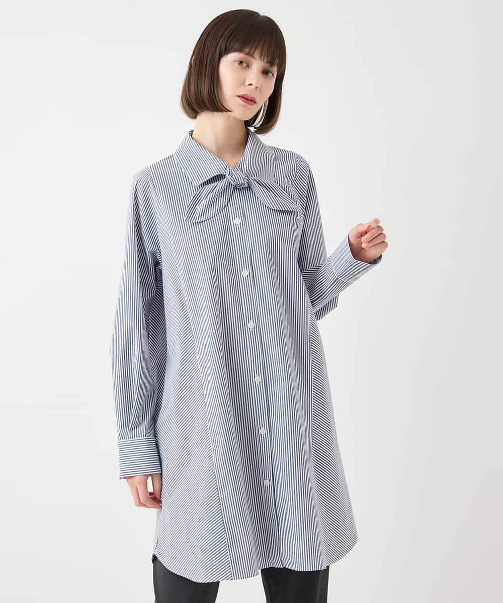 REBAA66280 HIROKO BIS(ヒロコ ビス) ボウネックチュニックシャツ /洗濯機で洗える ネイビー