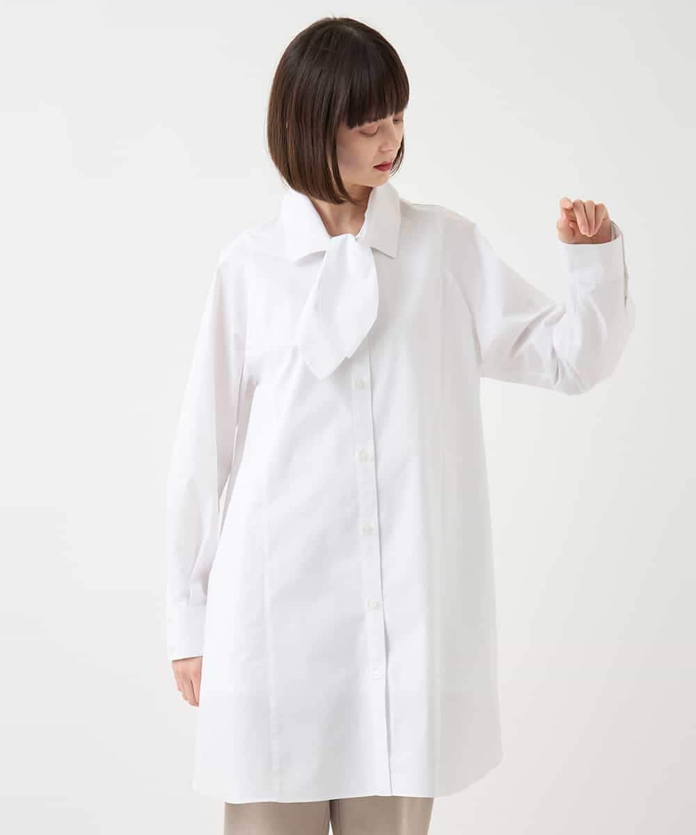 REBAA66280 HIROKO BIS(ヒロコ ビス) ボウネックチュニックシャツ /洗濯機で洗える ネイビー
