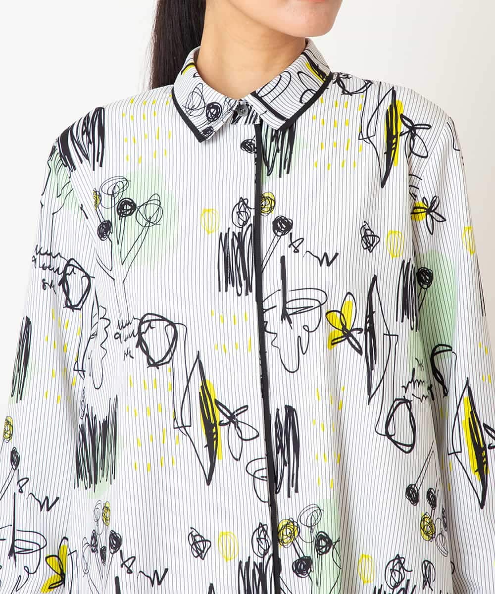 REBDD51270 HIROKO BIS(ヒロコ ビス) 【先行予約】POPプリントストライプブラウス ホワイト