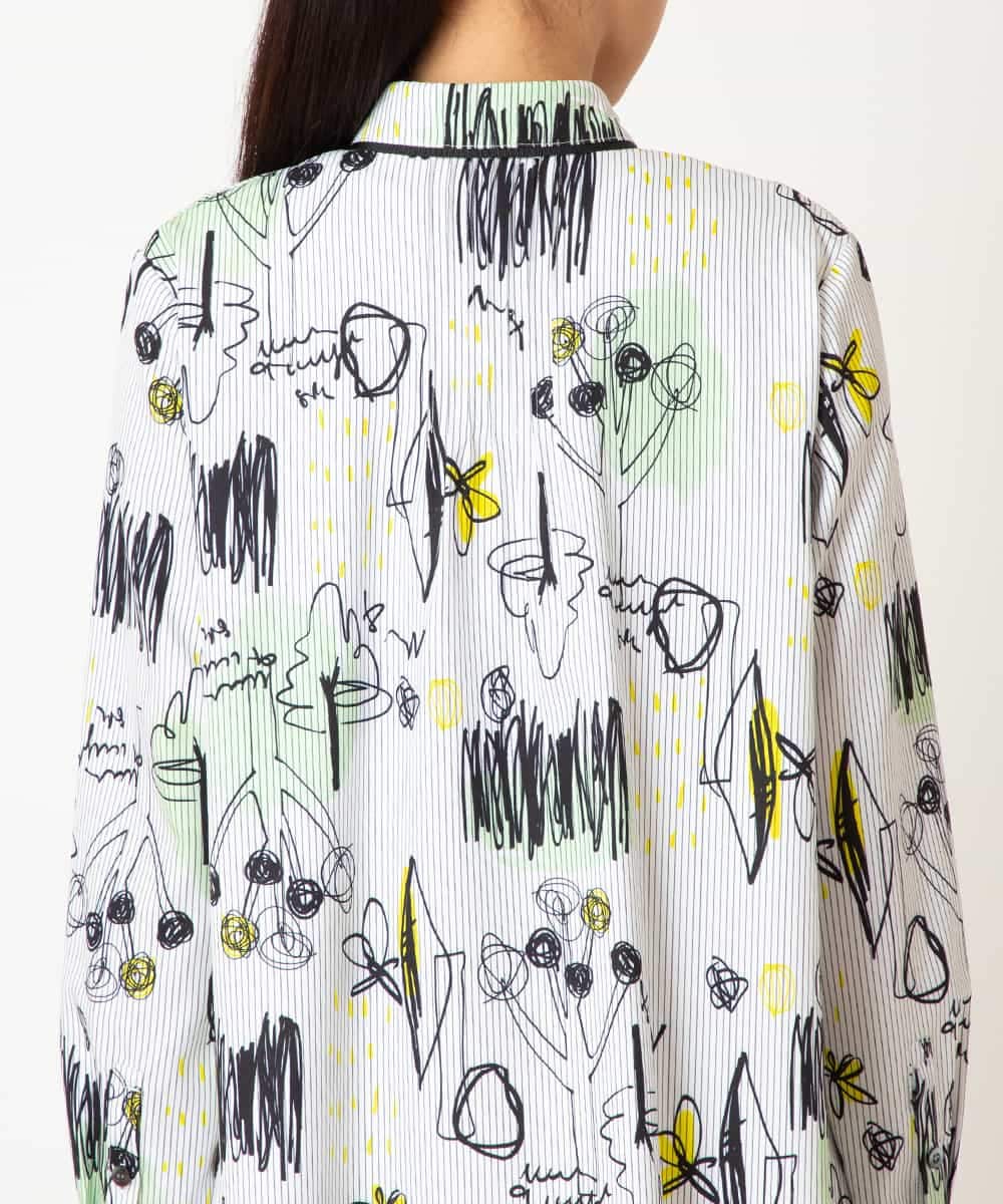 REBDD51270 HIROKO BIS(ヒロコ ビス) 【先行予約】POPプリントストライプブラウス ホワイト