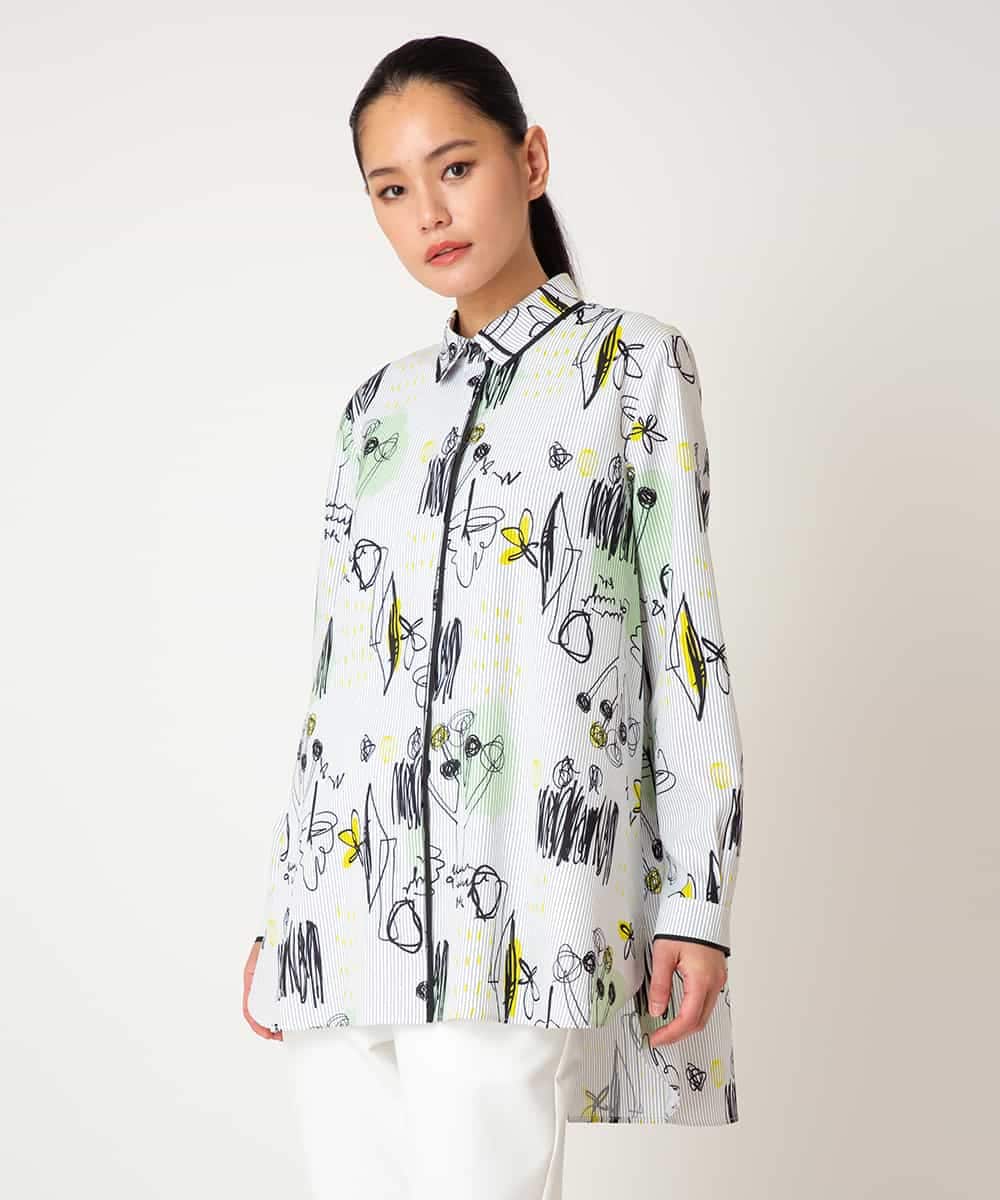 REBDD51270 HIROKO BIS(ヒロコ ビス) 【先行予約】POPプリントストライプブラウス ホワイト