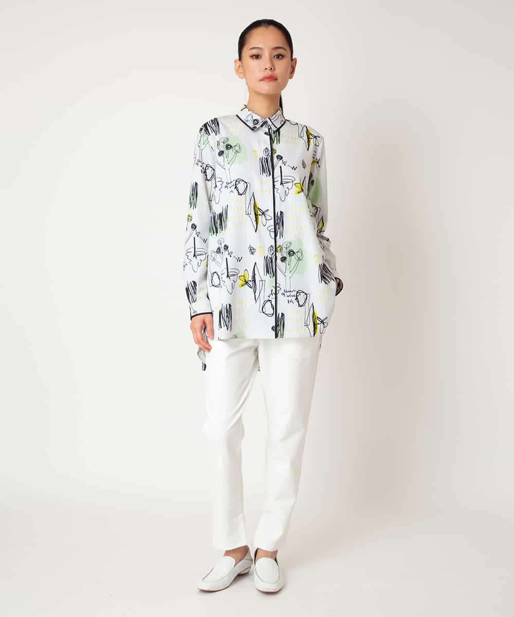 REBDD51270 HIROKO BIS(ヒロコ ビス) 【先行予約】POPプリントストライプブラウス ホワイト