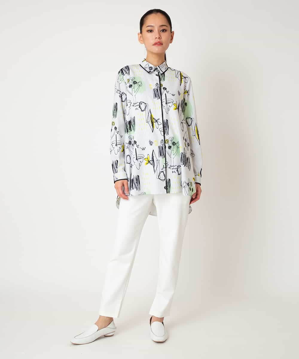 REBDD51270 HIROKO BIS(ヒロコ ビス) 【先行予約】POPプリントストライプブラウス ホワイト