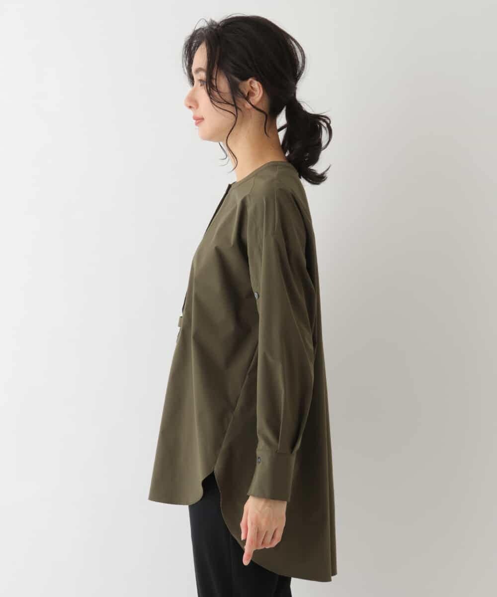 REBDS71240 HIROKO BIS(ヒロコ ビス) 【洗える】バンドカラーボタンデザインシャツ カーキ