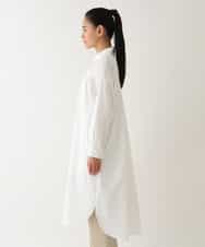 REBDV64330 HIROKO BIS(ヒロコ ビス) シャーリングデザインロングシャツ /洗濯機で洗える ホワイト