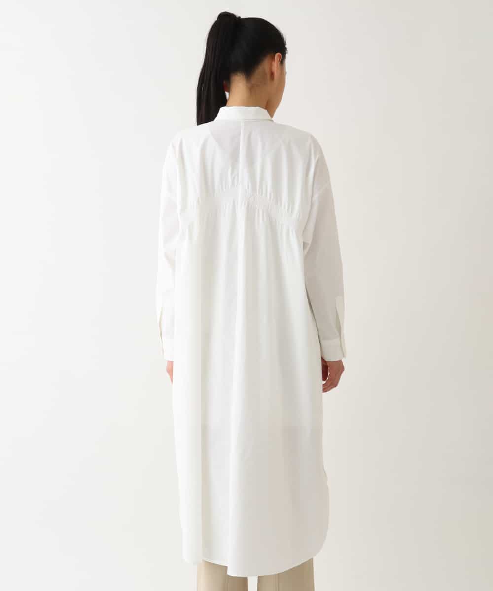 REBDV64330 HIROKO BIS(ヒロコ ビス) シャーリングデザインロングシャツ /洗濯機で洗える ホワイト