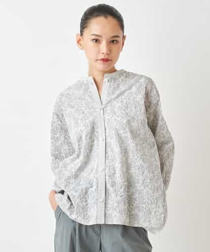 REBGW80270 HIROKO BIS フラワー塩縮加工バンドカラーシャツ /洗える