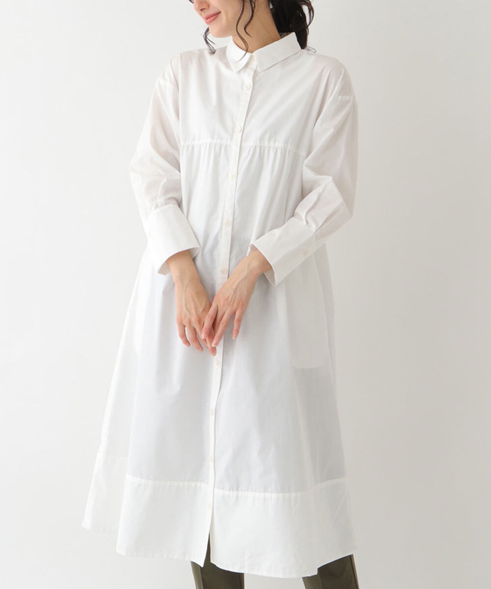 REEDS64340 HIROKO BIS(ヒロコ ビス) 【洗える】ワイドシルエットシャツワンピース ホワイト