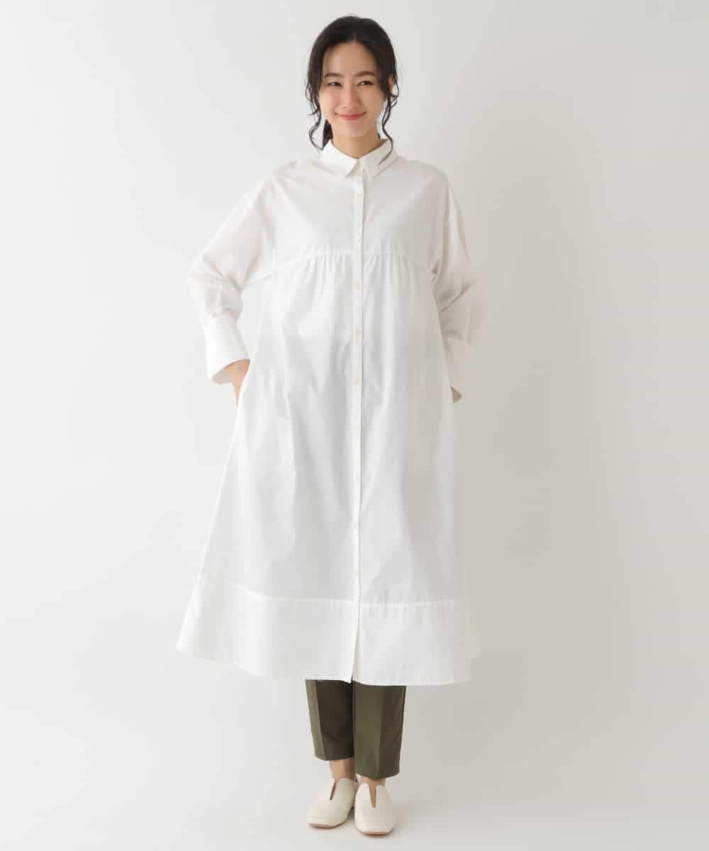 REEDS64340 HIROKO BIS(ヒロコ ビス) 【洗える】ワイドシルエットシャツワンピース ホワイト