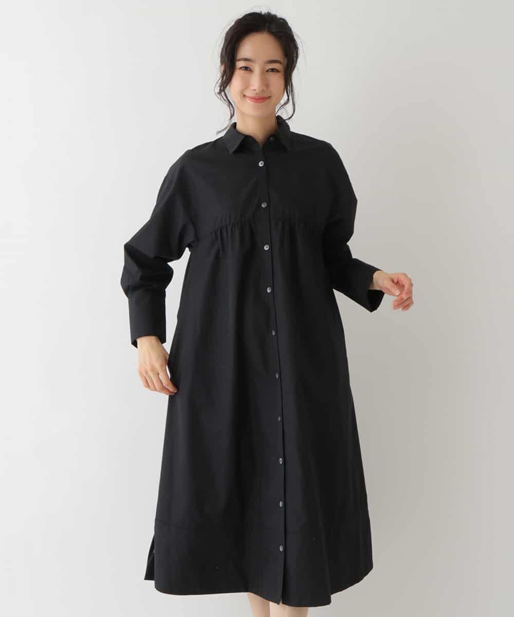 REEDS64340 HIROKO BIS(ヒロコ ビス) 【洗える】ワイドシルエットシャツワンピース ブラック