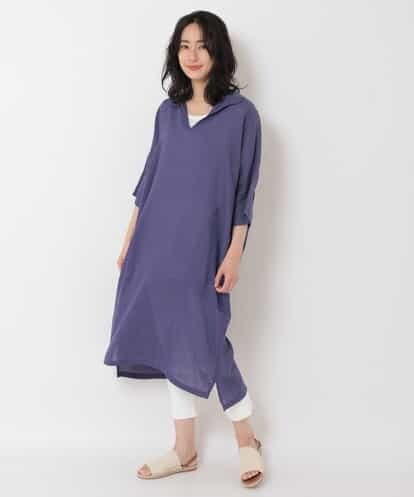REEGM78190 HIROKO BIS 【WEB限定ネイビ-/洗える】リネンスキッパーシャツワンピース