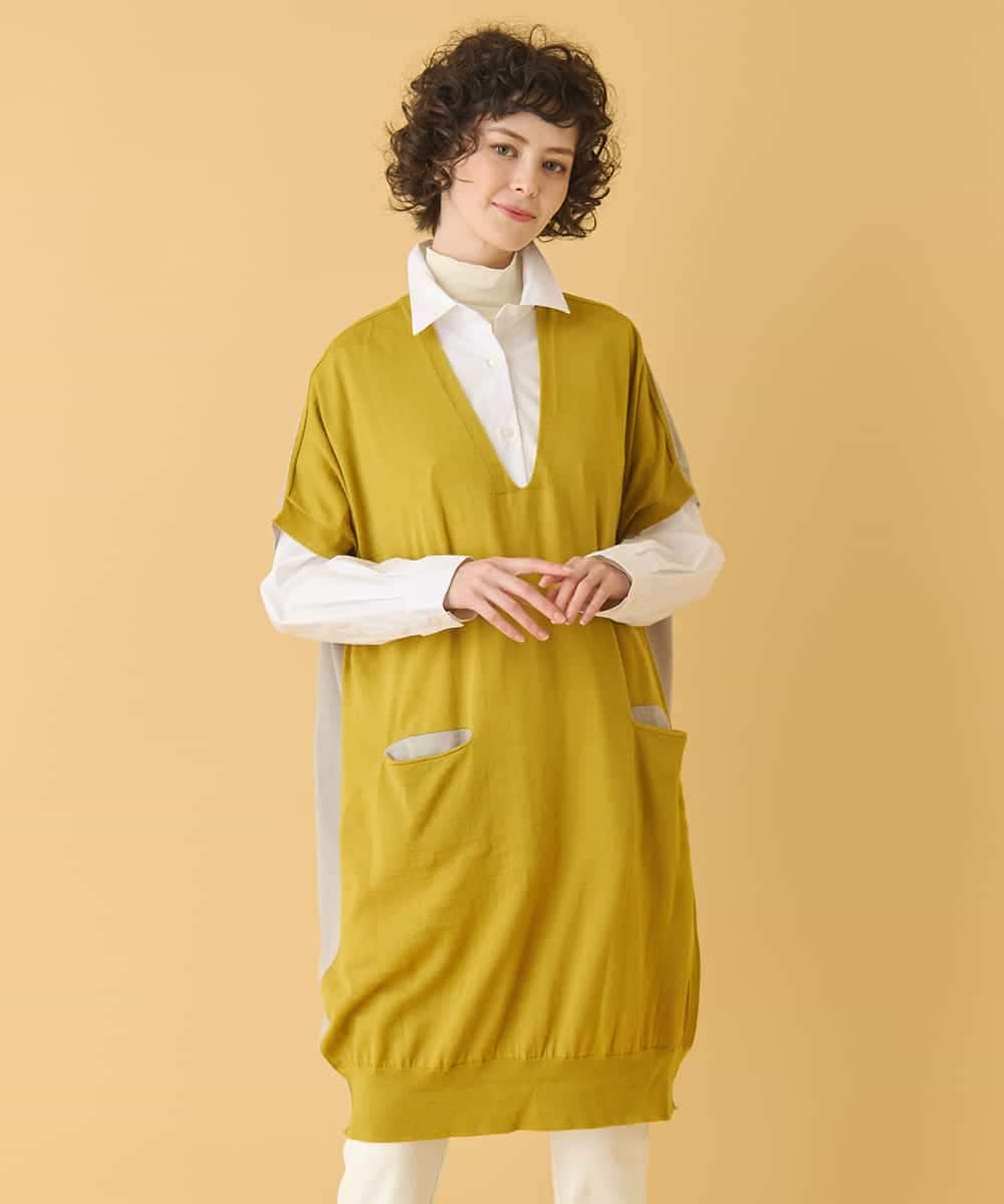 REFAA64260 HIROKO BIS(ヒロコ ビス) ホールガーメントリブニットジレ イエロー