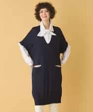 REFAA64260 HIROKO BIS(ヒロコ ビス) ホールガーメントリブニットジレ ネイビー