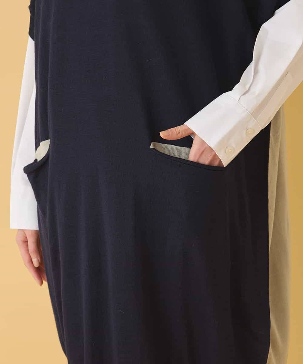 REFAA64260 HIROKO BIS(ヒロコ ビス) ホールガーメントリブニットジレ ネイビー