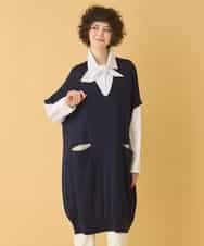 REFAA64260 HIROKO BIS(ヒロコ ビス) ホールガーメントリブニットジレ ネイビー