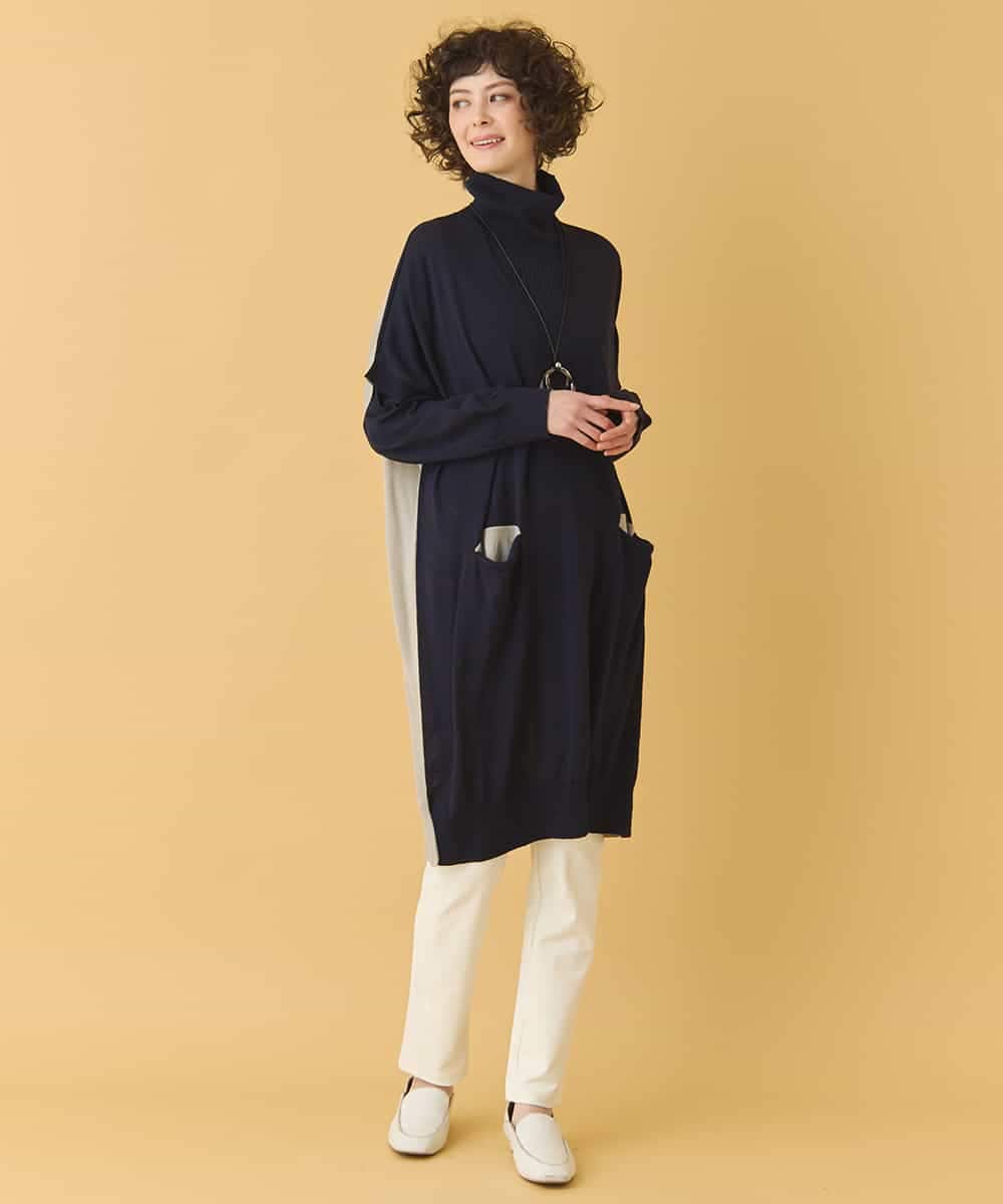 REFAA64260 HIROKO BIS(ヒロコ ビス) ホールガーメントリブニットジレ ネイビー